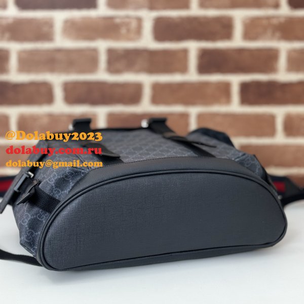 Gucci Men 792080 GG Designer Replicas Backpack In Black GG Supreme