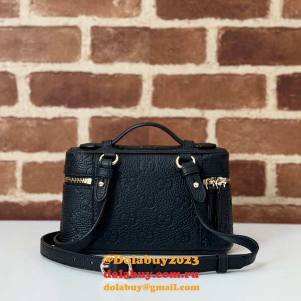 Replica Gucci GG Emblem Super Mini 1:1 Mirror 815949 Black Bag