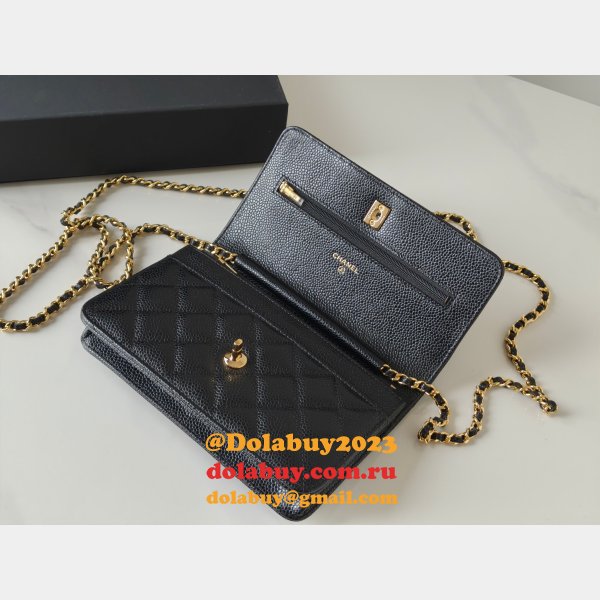 Fashion AP4241 Chain Wallet Knockoff Black Bag