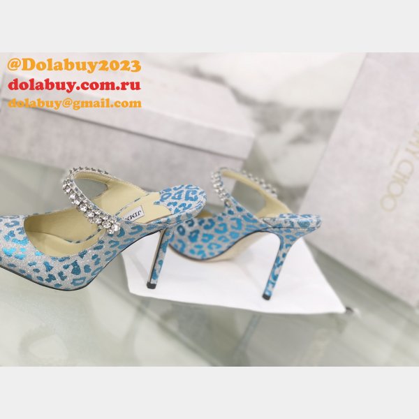 Animal Print Glitter Accents Mules Jimmy Choo Knockoff Shoes