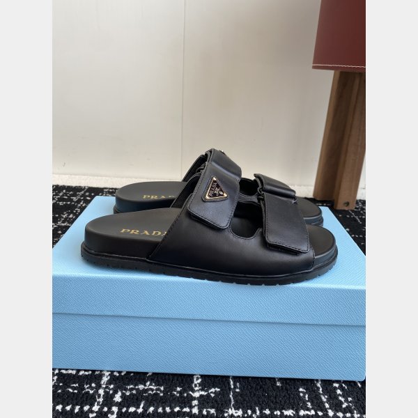 2025 Prada Padded Nappa Leather Slides