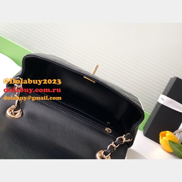 Fake 7 Star Mini Lambskin Flap Quality AS5151 Black Bag