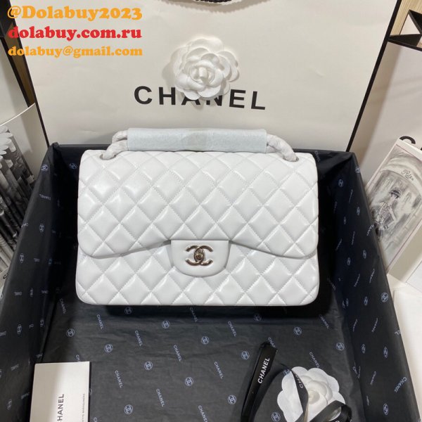 CC CF Knockoff Grained Lambskin & Gold-Tone Metal 30CM Black Maxi