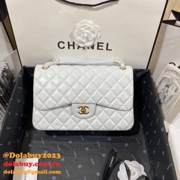 CC CF Knockoff Grained Lambskin & Gold-Tone Metal 30CM Black Maxi