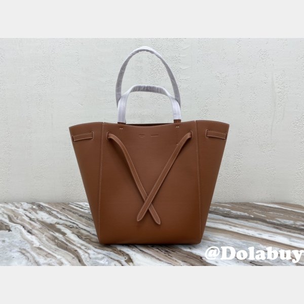 Small Celine Brown Cabas Phantom in soft grained calfskin