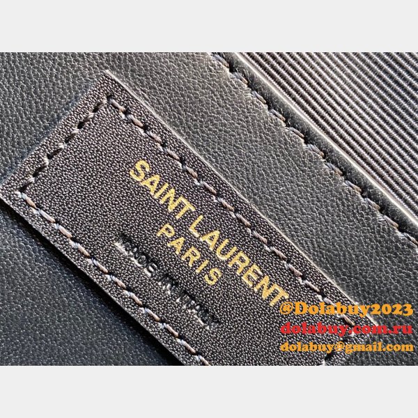 Top Quality Saint Laurent Leather Manhattan Shoulder Bag Golden Black